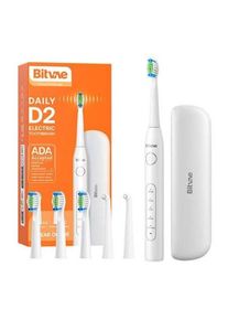 Bitvae Elektrische Zahnbürste Sonic toothbrush with tips set and travel case D2 (white)