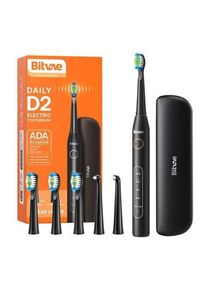 Bitvae Elektrische Zahnbürste Sonic toothbrush with tips set and travel case D2 (black)