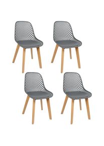 Lot de 4 chaises pp, Cuisine au Design Retro,D'attente Terrasse Visiteur-gris foncé