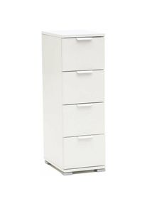 Homeness - Poitrine de tiroirs en bois avec 4 tiroirs en différentes couleurs 27x38xh85 cm White - White