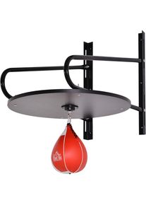HOMCOM Punching ball poire de vitesse boxe avec support plateau tournant + pompe mdf acier revêtement synthétique rouge noir - Noir