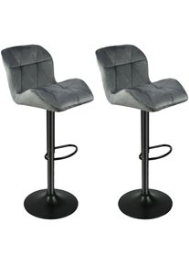 Dazhom - Lot de 2 Tabouret de Bar surface en velours,hauteur réglable, chaise de cuisine pivotante,gris foncé