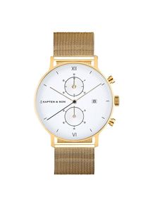 Kapten & Son Kapten & Son Dames Analoog horloge 'Chrono Small Gold Mesh' goud / wit One Size