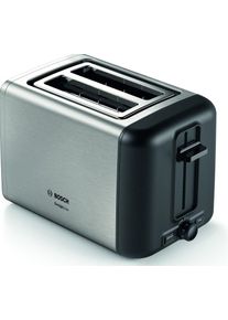 Bosch TAT3P420DE Kompakt Toaster, 2 Scheiben, 970W, DesignLine, Auftau- und Aufwärmfunktion, Gleichmäßiges Röstbild, Edelstahl