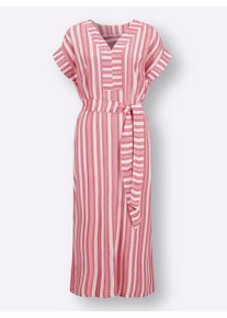 Damen Sommerkleid in Schlupfform in koralle-weiß-gestreift ,Größe 36, WITT, 100% Viskose