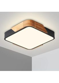 Groofoo - Plafonnier led 24W Bois Lampe Plafond avec Luminosité Réglable Luminaire Salle de Bain Carré Ultra Mince Moderne pour Maison Bureau Chambre