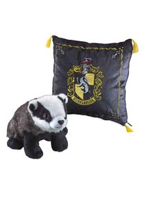 Harry Potter - Cuscino con stemma di Hufflepuff con figura di peluche - The Noble Collection