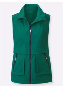Damen Softshellweste mit Blasebalg-Taschen in grün ,Größe 36, WITT, 94% Polyester, 6% Elasthan