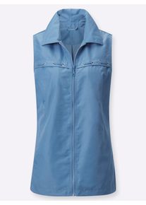 Dames Gilet met naadzakken in middenblauw ,maat 36, WITT, 55% Polyester, 45% Polyamide
