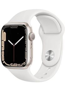 Apple Watch Series 7 Aluminium 41 mm (2021) | GPS + Cellular | Polarstern | Sportarmband weiß
