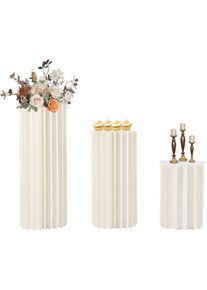 Lot de 3 vases en carton de mariage - Support de fleurs pliable - Colonne décorative - Blanc - Support de fleurs cylindrique pour mariage,