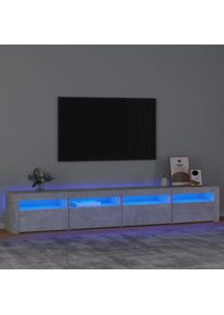 vidaXL Meuble tv avec lumières led Gris béton 240x35x40 cm