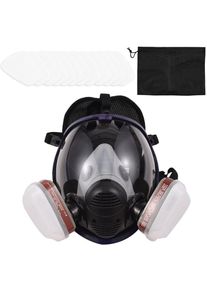 Decdeal Le masque à gaz de protection sphérique tout compris est livré avec 2 boîtes à filtres n°3 + 12 cotons filtrants + 2 presse-étoupes