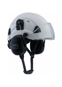 Rhafayre - Casque de sécurité 3 en 1 avec casque anti-bruit et visière, casque forestier avec protection auditive et visage, idéal pour tronçonneuse,