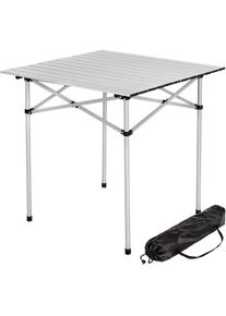Table de Camping Pliable en Aluminium 70 x 70 x 70 cm avec étui, Argent, 70 x 70 cm - Silver