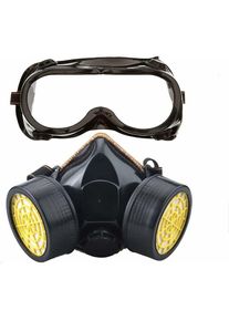 Masque Respiratoire, Kit Masque Protection Respiratoire Réutilisable, Anti Poussière, Anti Gaz Masque Chimique Avec Lunettes De Protection Pour