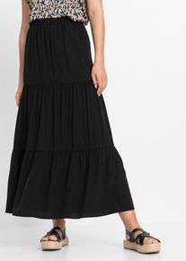 bonprix Spódnica maxi z falbaną czarny 34