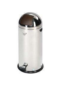 Var Push-afvalbak, roestvast staal met pedaal, bruin, inhoud 55 l, h x b x d = 930 x 455 x 455 mm