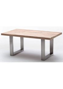 Table à manger en chêne chaulé, laqué mat massif - L.220 x H.76 x P.100 cm -PEGANE-