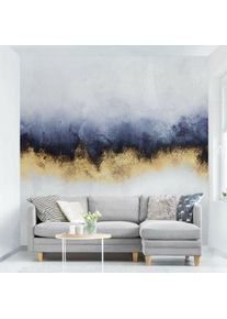 MICASIA Papier peint intissé - Cloudy Sky With Gold - Mural Carré Dimension HxL: 240cm x 240cm