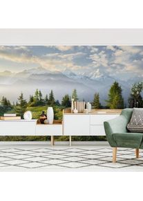 MICASIA Papier peint adhésif - Émosson Wallis Switzerland - Mural Format Paysage Dimension HxL: 225cm x 336cm