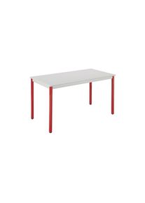 Table multi-usages gris clair l 120 x p 60 cm - Éco - piétement rouge - Maxiburo - Rouge