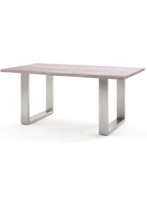 Table à manger / table diner en chêne massif teinte chaulé - L.180 x H.77 x P.100 cm Pegane