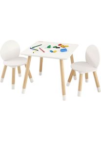 1 Table d'Enfant + 2 Chaises 500x500x437 mm et 282x282x480 mm Ensemble de Meuble deEnfant Plateau Facile a Nettoyer pour Etudier Manger Jouer Lire