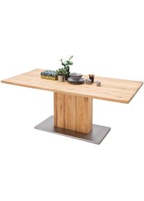 Table à manger en chêne massif huilé avec dessus divisé - L180 x H77 x P90 cm Pegane