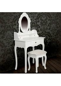 Design In - Coiffeuse avec miroir Table de maquillage et tabouret Blanc vidaXL