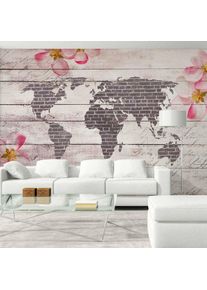 Artgeist Papier peint monde romantique - 100 x 70 cm - Gris et Rose
