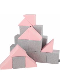 Blocs Mous Pour Bébé 24 Pièces Cubes De Construction En Mousse 14Cm, Mix: Gris Clair/Rose - mix: gris clair/rose - Kiddymoon