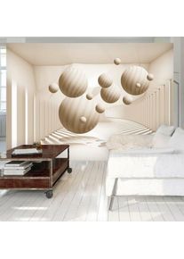 Artgeist Papier peint boules beiges - 100 x 70 cm - Gris et Blanc