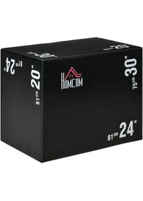 HOMCOM Box jump crossfit - box de pliométrie - boite de saut - 3 hauteurs 51/61/76H cm - charge max. 120 Kg - mousse revêtement pe noir