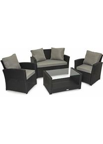 SVITA - roma Polyrattan Lounge Rattan Garden Furniture Set Dining Group with Table Black