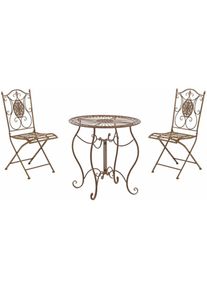 CLP Ensemble de meubles de jardin romantique Table de conception nostalgique et 2 chaises différentes couleurs colore : antique brun