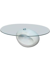 vidaXL - Table basse avec dessus de table en verre ovale Blanc brillant