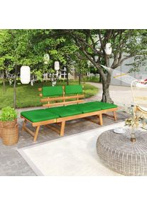 vidaXL - Banc de jardin avec coussins 2-en-1 190 cm Bois solide d'acacia
