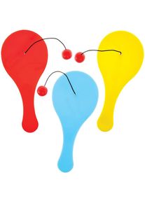 Rainbow Colours Mini Paddle Ball Toys (Pack of 8) Pocket Money Toys, 6 Assorted Colours, Size 12cm, Plastic & Rubber