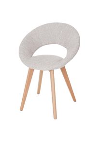 Esszimmerstuhl Palermo III, Stuhl K&uuml;chenstuhl, Retro 50er Jahre Design ~ Textil, creme/grau