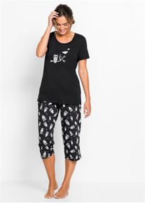 bonprix Femei Pijama capri negru 36/38