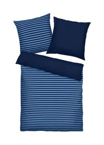 Tom Tailor Unisex Renforcé-Bettwäsche, 2-teilig, 135x200 cm, blau, Streifenmuster, Gr. 135X200, baumwolle