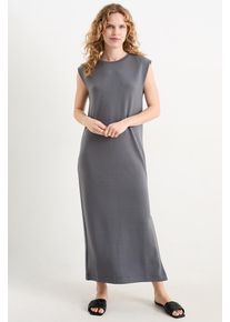 C&Amp;A Basic-Kleid mit Schlitz, Grau, Taille: XS
