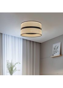 Duolla Duo ceiling light, rattan, Ø 40 cm, beige/black
