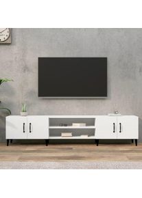 The Living Store - Meuble tv blanc 180x31,5x40 cm bois d'ingénierie Blanc