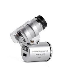 Ahlsen - Mini Microscope de Poche 60x Loupe de Poche Portable Bijoutier led Lampe Loupe-argenté - Grey