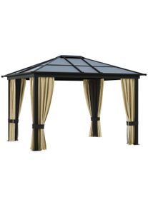 Outsunny 3 x 3.6m Patio Aluminium Gazebo Canopy Marquee Party Tent Hardtop Roof Garden Shelter w/ Mesh & Side Walls | Aosom Ireland