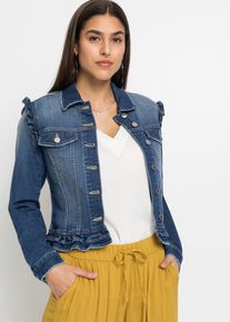 Veste en jean à volants - bleu - taille 44 avec coton - bonprix