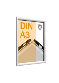 Cadre clic-clac ignifuge A3 film de protection PET, 4 chevilles et vis | argent, aluminium