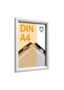 Cadre clic-clac ignifuge A4 film de protection PET, 4 chevilles et vis | argent, aluminium